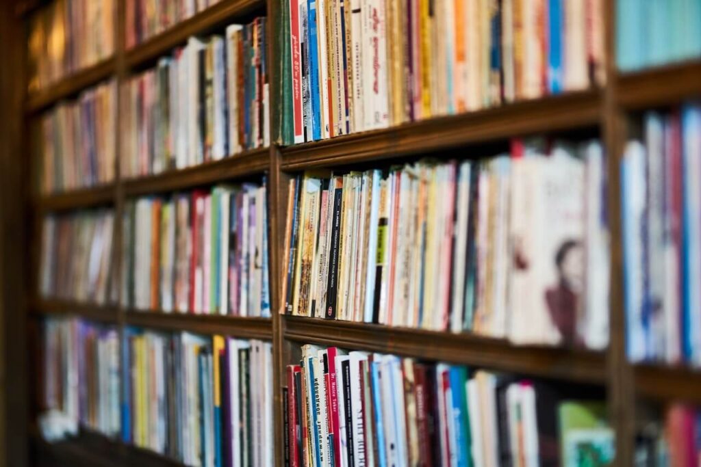 Librero con libros diversos