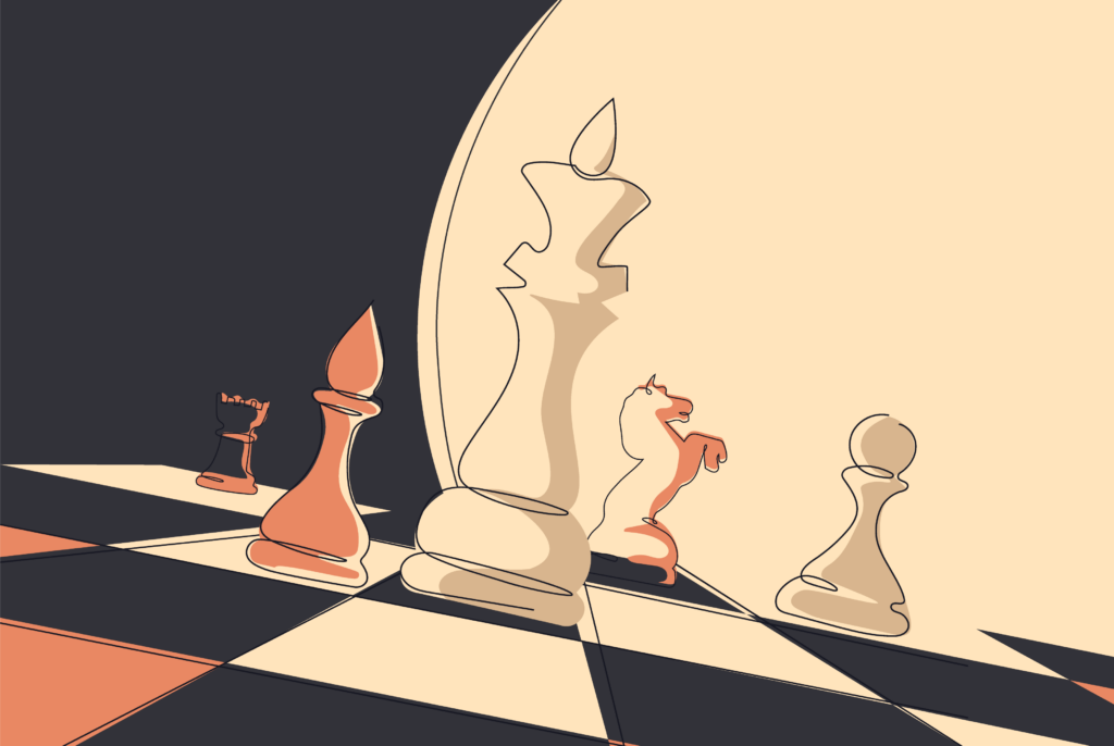 chess game in perspective.