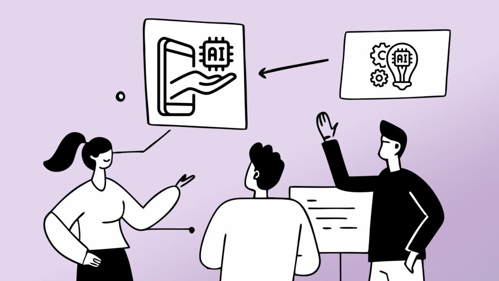 Ilustración de una sinergia entre humanos e inteligencia artificial
