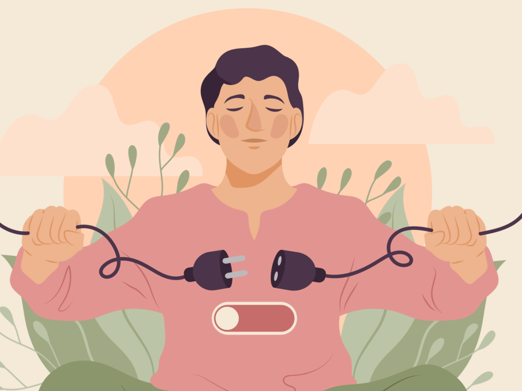 Man is disconnecting some cables.