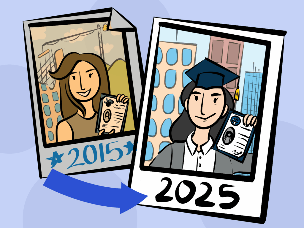 Ilustración de antes y después.