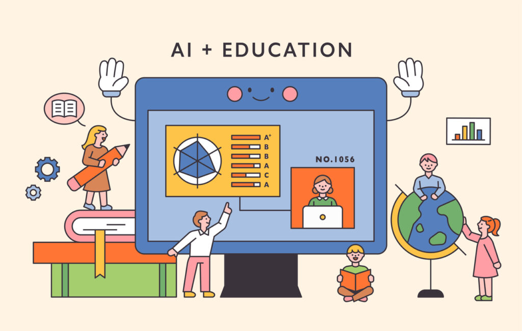 Ilustración de la integración de la tecnología y la IA en la educación básica